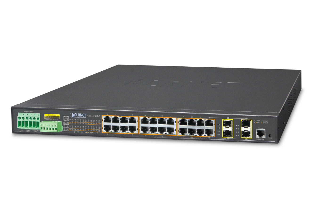 産業用24ポート802.3at PoE 光ファイバーラックマウント型マネージドスイッチ