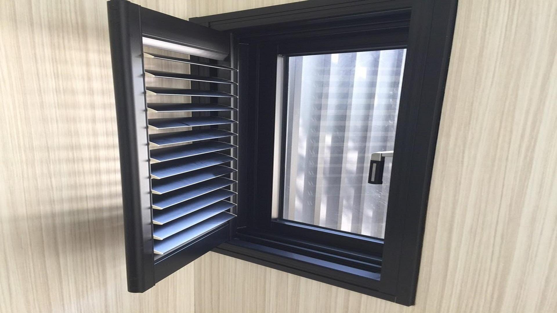 European-style aluminum shutters and projected-out window
