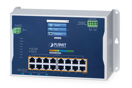 Industrial Flat-type 95W PoE++ Managed Switch with LCD Touch Screen