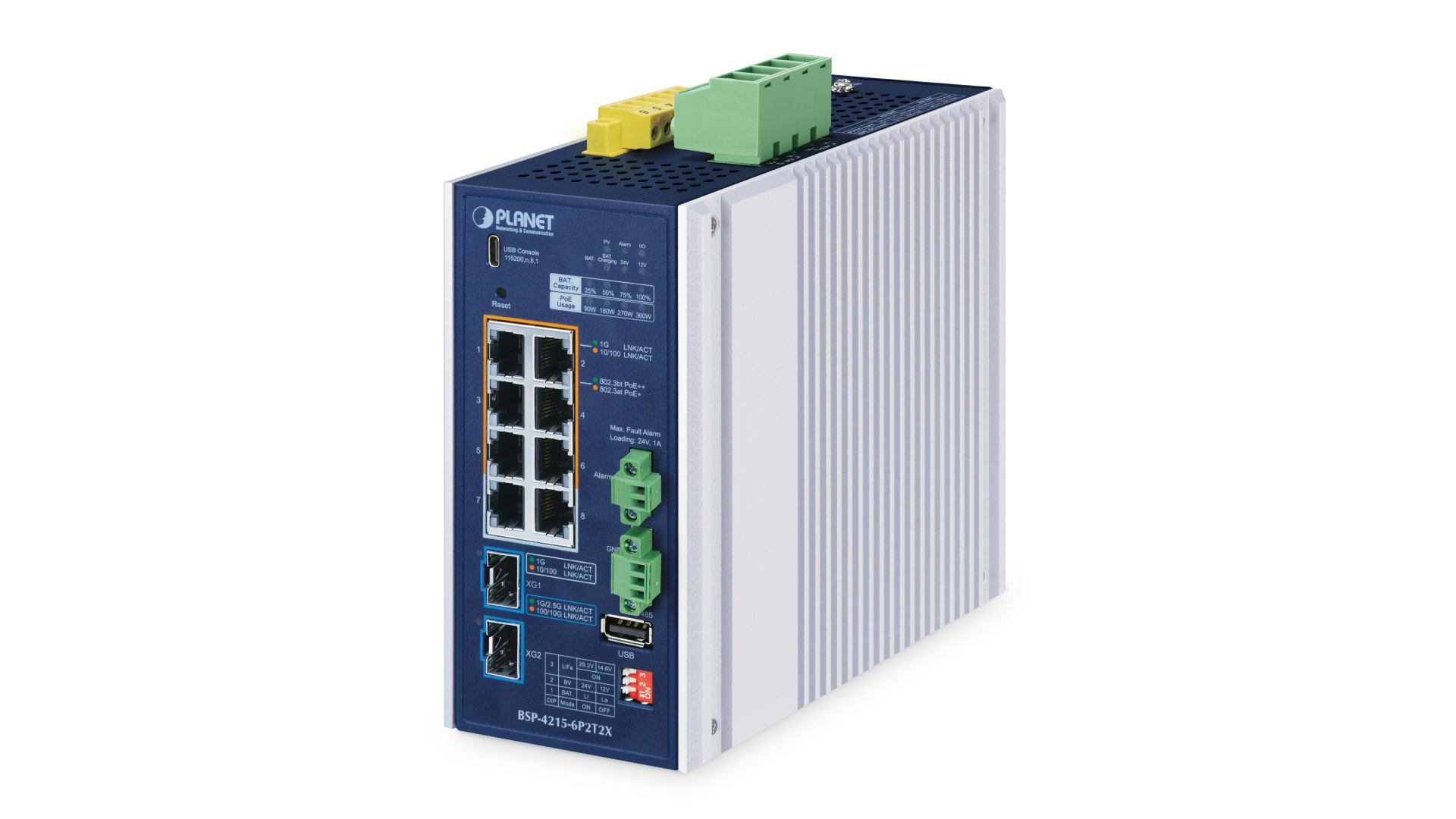 再生可能エネルギー給電10G光ファイバーPoEマネージドスイッチ