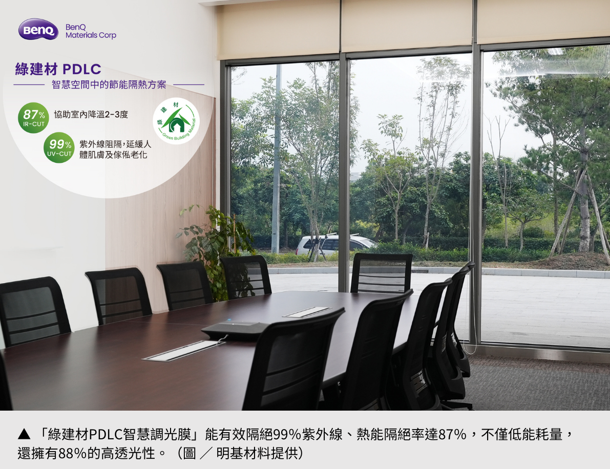 【明基材料】 邁向零碳建築，智慧調光膜一鍵打造舒適私領域